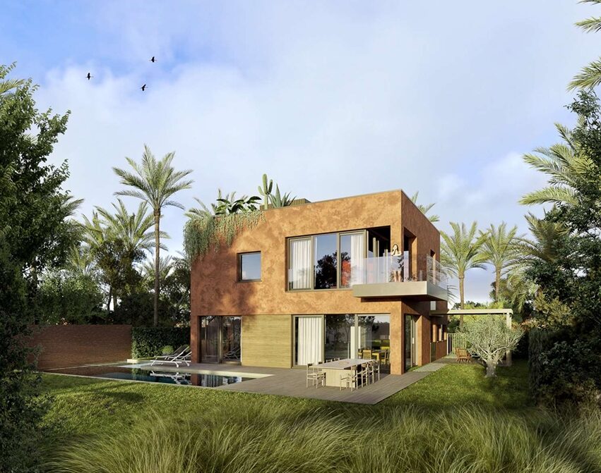 Villa jumelée Marrakech — façade jardin